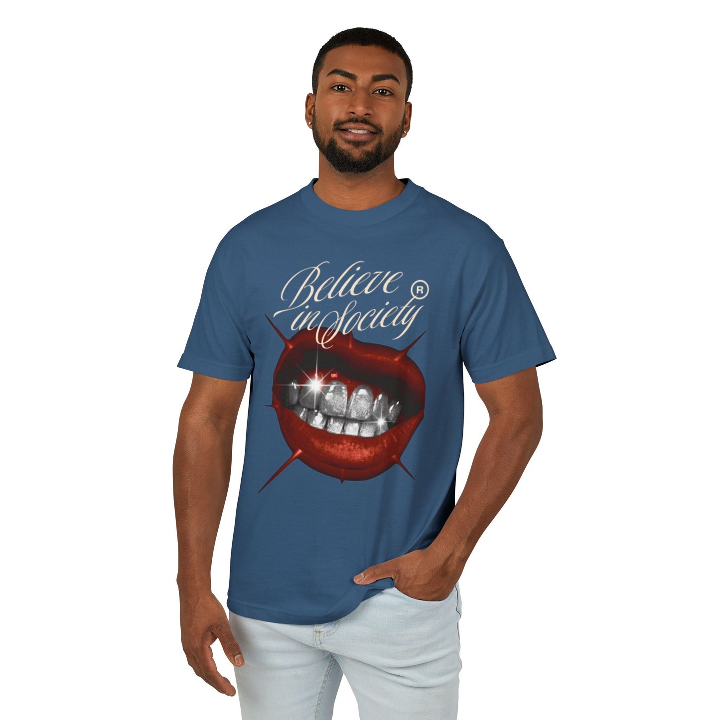 Oppa 'Believe in Society' Unisex Heavyweight Cotton Graphic Tee