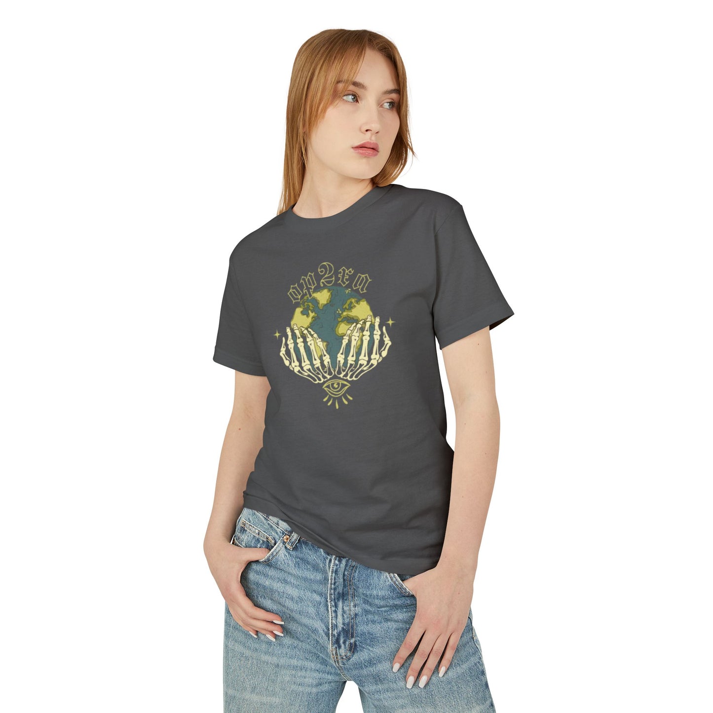 Oppa Earth Skeleton Unisex Heavyweight Cotton Graphic Tee