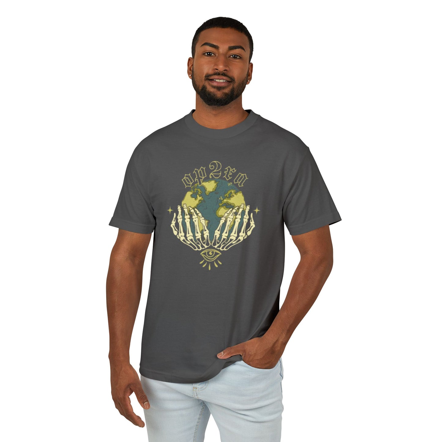 Oppa Earth Skeleton Unisex Heavyweight Cotton Graphic Tee