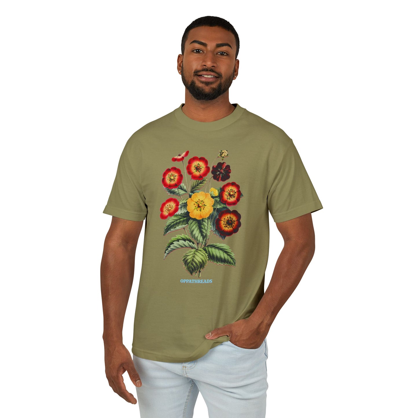 Oppa Vintage Floral Unisex Heavyweight Cotton Graphic Tee
