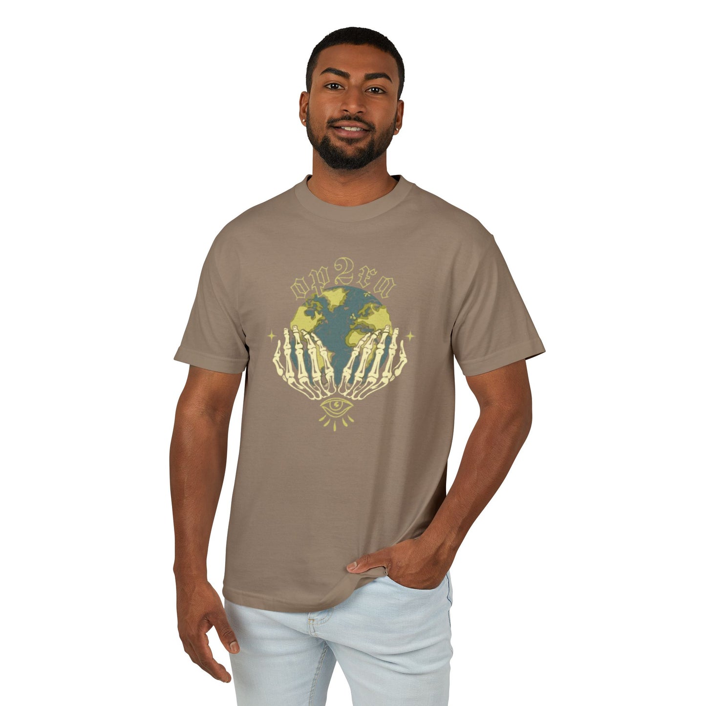 Oppa Earth Skeleton Unisex Heavyweight Cotton Graphic Tee