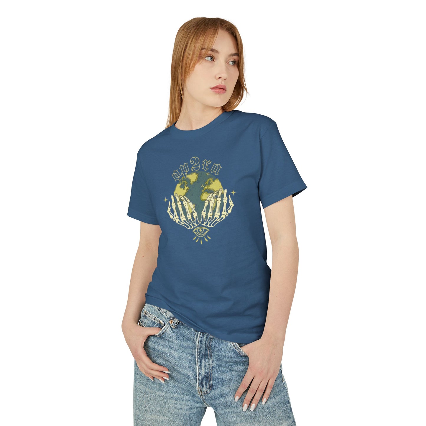 Oppa Earth Skeleton Unisex Heavyweight Cotton Graphic Tee