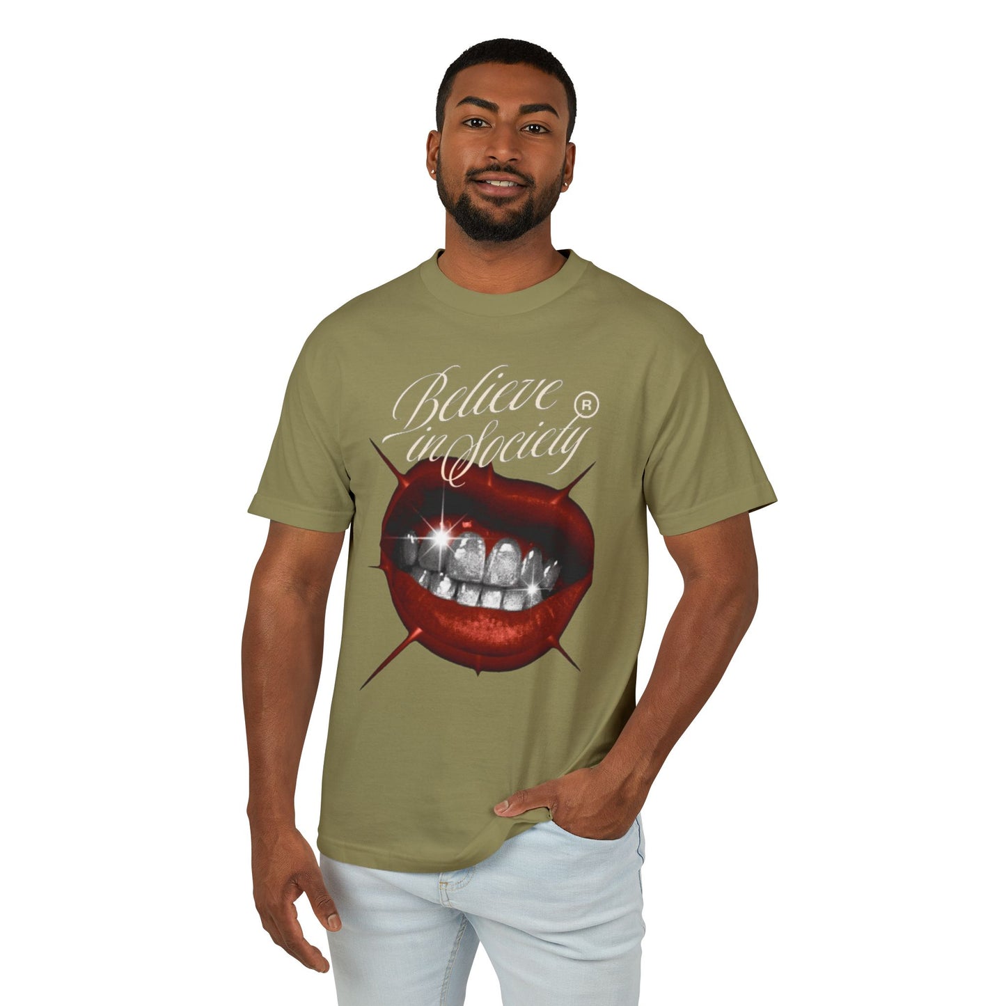 Oppa 'Believe in Society' Unisex Heavyweight Cotton Graphic Tee