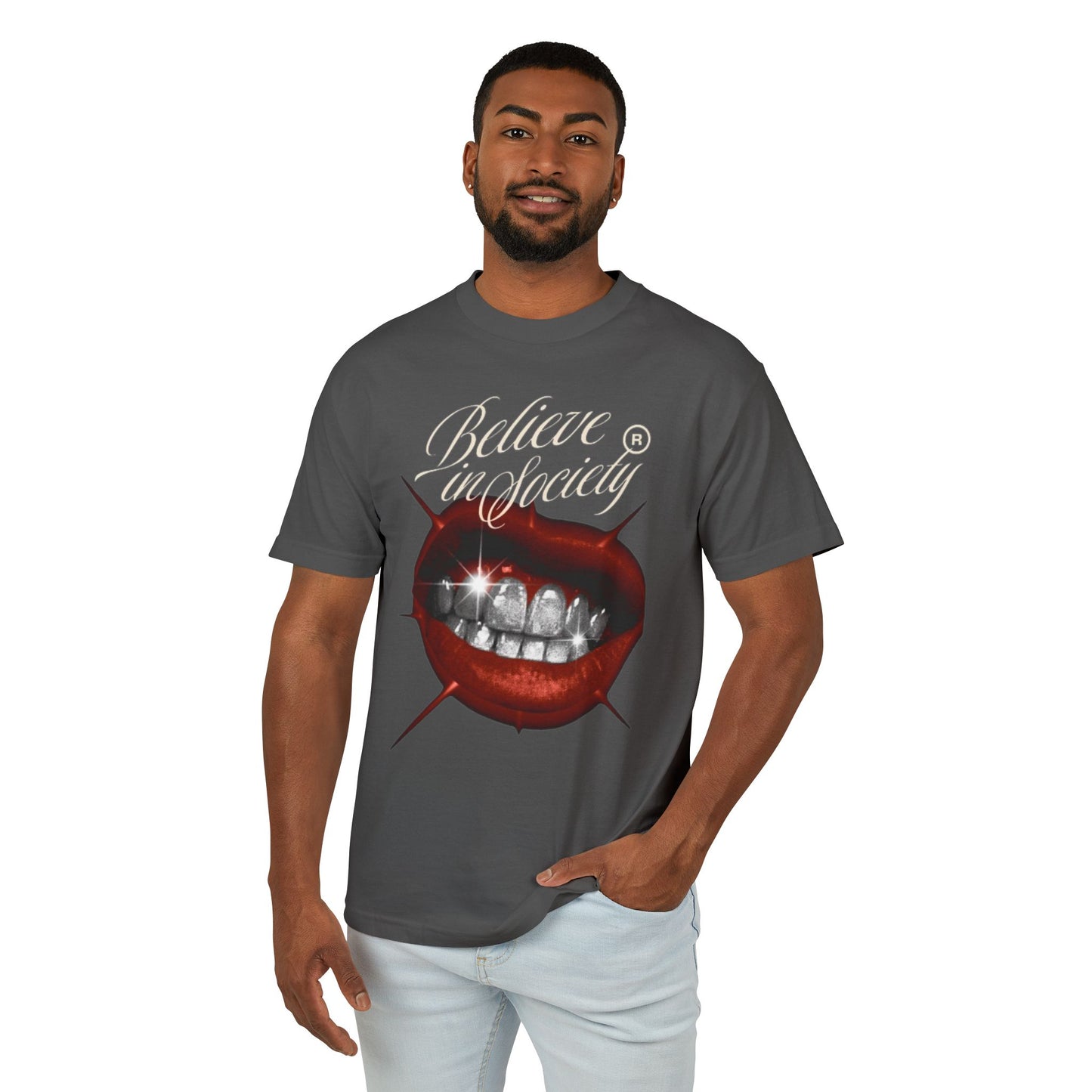 Oppa 'Believe in Society' Unisex Heavyweight Cotton Graphic Tee