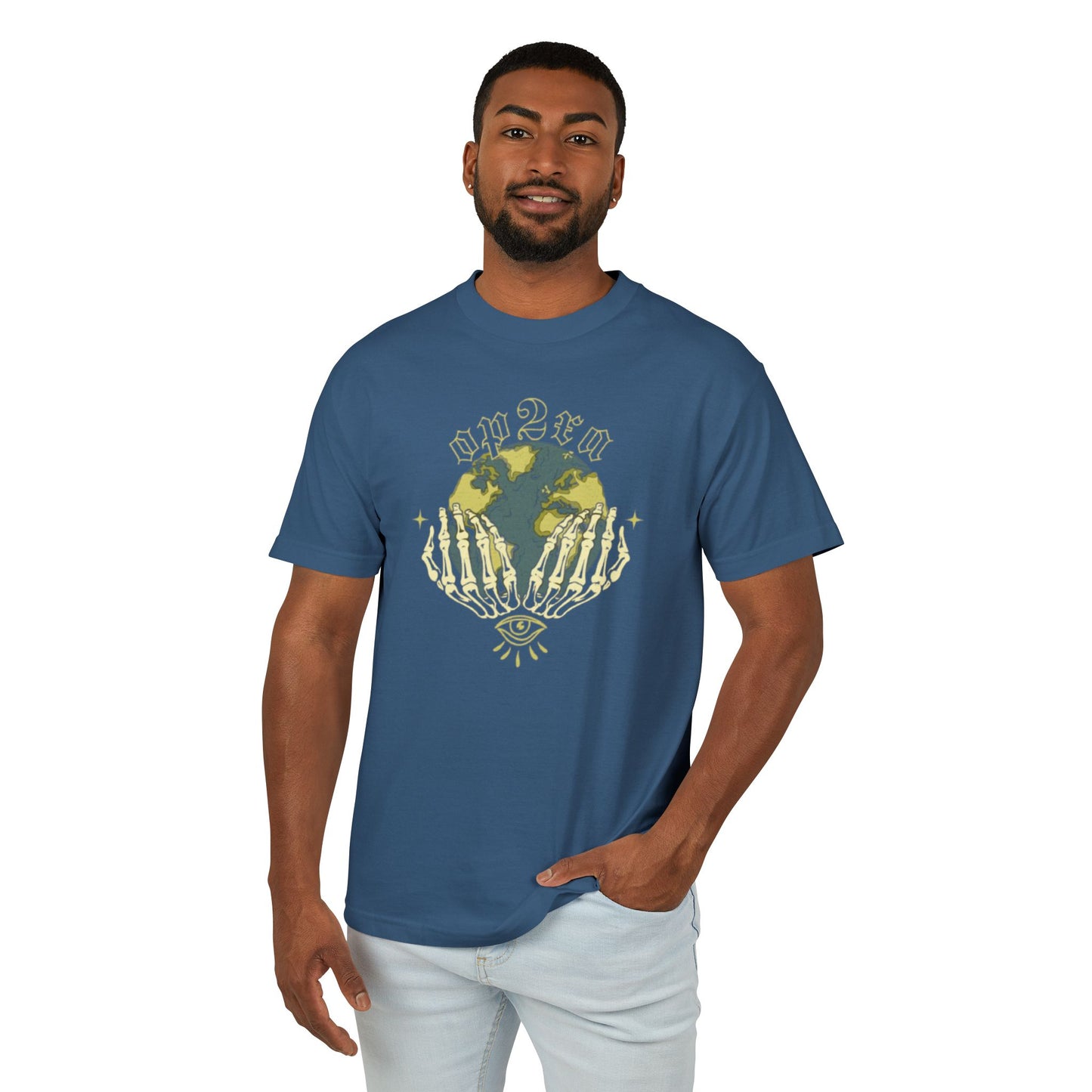 Oppa Earth Skeleton Unisex Heavyweight Cotton Graphic Tee