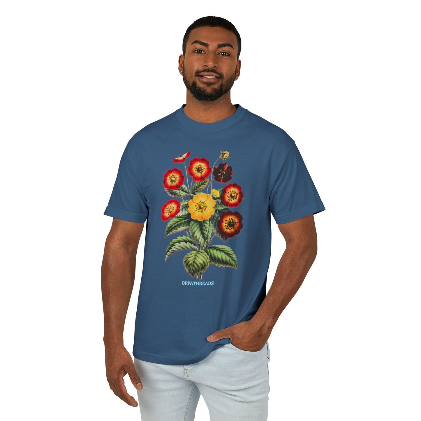 Oppa Vintage Floral Unisex Heavyweight Cotton Graphic Tee